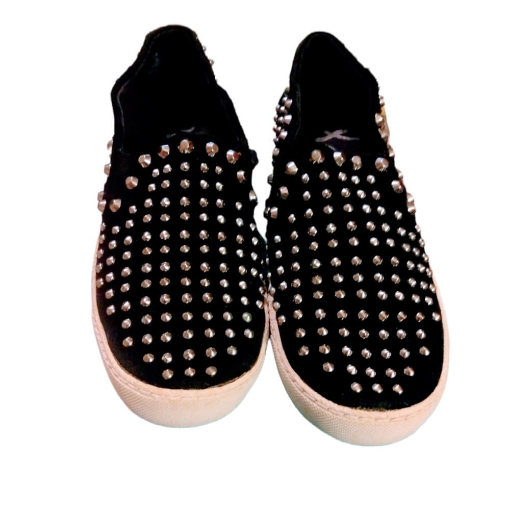 SAM EDELMAN Black w/Silver Studs Slip-on Sneakers Size 6M